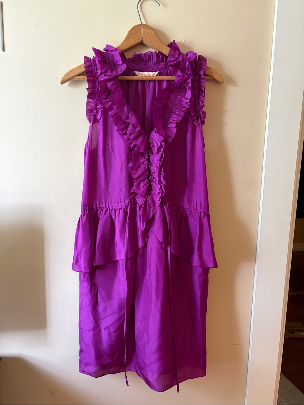 Rebecca Taylor Magenta Purple Ruffled Blouse